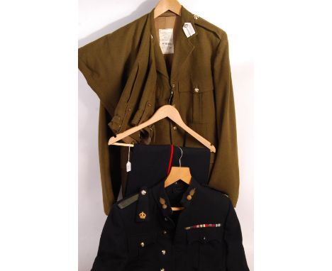 A collection of assorted post-WWII Second World War uniforms, comprising: a British Army dress jacket (size 37) and accompany