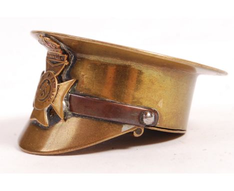 A rare and charming WWI First World War ' trench art ' style brass and copper snuff box in the form of an officer's uniform c