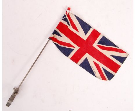 A WWII Second World War era (possibly pre-war) made Staff / Official Car union flag / jack. The small cotton flag marked ' Br