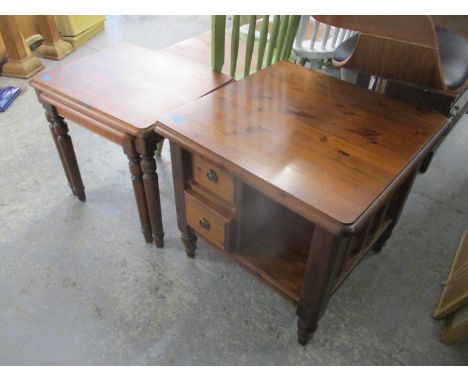 A Ducal coffee table with two drawers and a shelf, 21" h, 22" w and a matching nest of two tables 