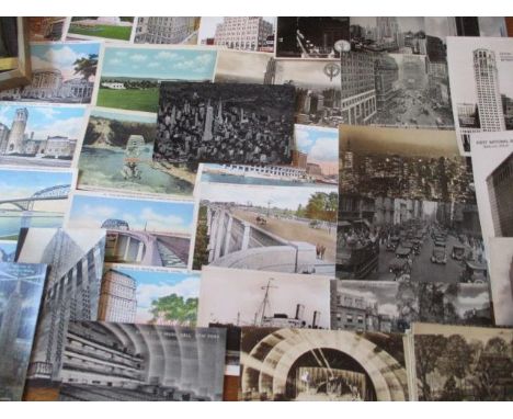 An interesting lot of mainly 1930s American & Canadian Architectural postcards, together with Beseler Lantern slides of North