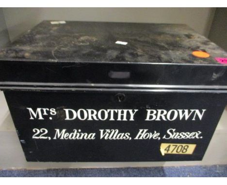A Deed box inscribed Mrs Dorothy Brown, together with an interesting array of items to include writing implement, binoculars,