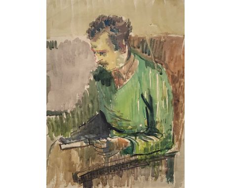 Clifford FISHWICK (1923-1997)Portrait of Jack Pender Watercolour Signed to verso 37 x 27cm