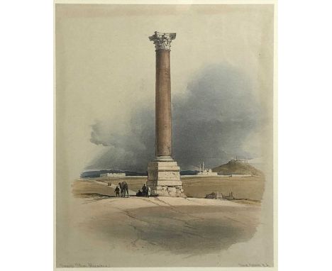 David ROBERTS (1796-1864) Pompey's Pillar, AlexandriaColoured lithograph Signed in the plate27.5 x 23cm (sight size)Provenanc