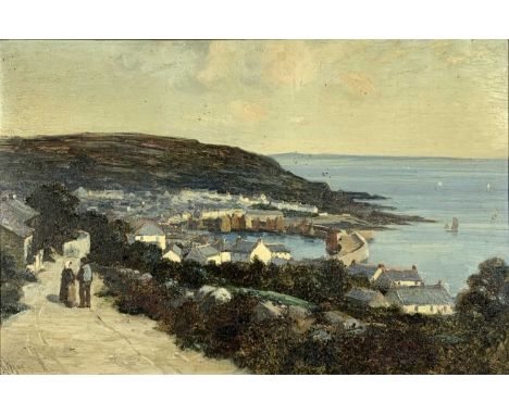 Richard WANE (1852 - 1904)A view of Mousehole Harbour from Raginnis HillOil on canvasSigned 30 x 45cmCondition report: Lovely