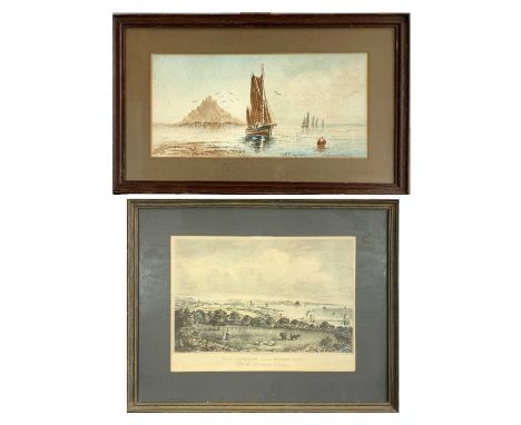 View of Penzance and the Wherry MineLithographSight size 28 x 38cmTogether with a St Michael's Mount watercolour by Mc Farquh