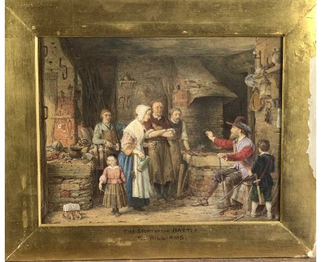 Joseph Lionel WILLIAMS (c.1815-1877)'The Story of the Battle'Watercolour29 x 37cmSigned with monogramme and dated 1872 and an