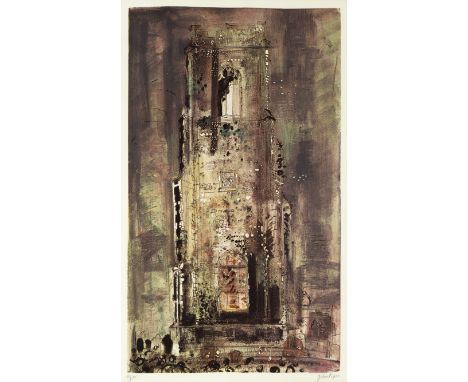 John Piper (British, 1903-1992)Corton Church, Suffolk  (Levinson  203) Screenprint in colours, 1971, on J.Green, signed and n