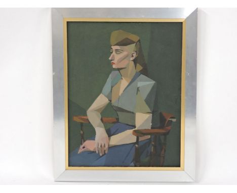 ... SpaullA CUBIST PORTRAIT OF A LADY SEATED IN A CHAIRInscribed verso, oil on canvas45.5 x 35.5cm