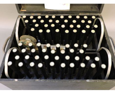 A set of NCR price marking stamps, a Pathescope mark VIII, 8mm colour projector, 'Eduscope' projector, and one other machine