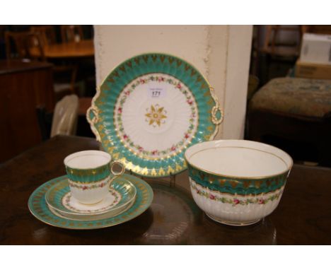 A Victorian painted and gilt tea service of approximately 30 pieces