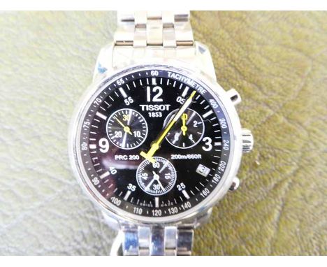 A modern Tissot PRC 200 Gents wrist watch, stainless steel with conforming bracelet, inscribed Tissot 1853 PRC 200 200m/660ft