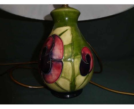 A modern Moorcroft pottery Table Lamp Base, tubeline decorated in red/blue/green with stylised blooms, 20cm high, base only 