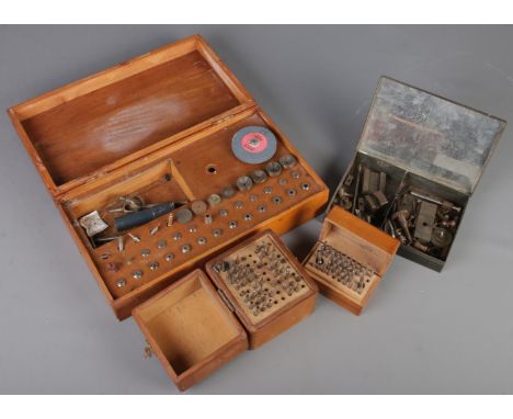 A quantity of watch makers tools. Includes Star Suisse stacking set, etc.  