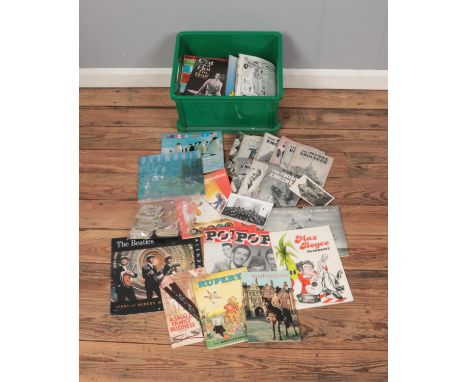 A box of assorted collectables and ephemera to include theatre programmes, The Model Engineer magazine, cigarette cards, Our 