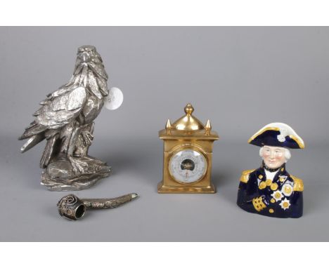 A small collection of assorted items, to include boxed Leonardo Collection 'Natural World' eagle, brass Daymaster barometer, 