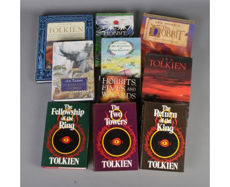 A collection of J.R.R Tolkien books to include The Lord of The Rings trilogy 1978, The Hobbit pop-up book illustrated by John