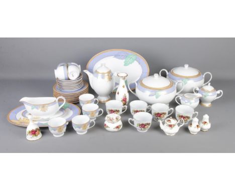 A Royal Doulton Woodstock pattern tea service along with small quantity of Royal Albert Old Country Roses and Tienshan cerami