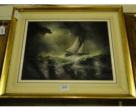 Graham Hedges (born 1952),oil on canvas, ship by moonlight, signed, 12" x 16", framed.