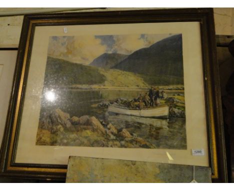Coloured print Galway fisherfolk