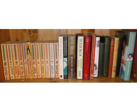 Shelf of various books including Flashman & John Betjeman