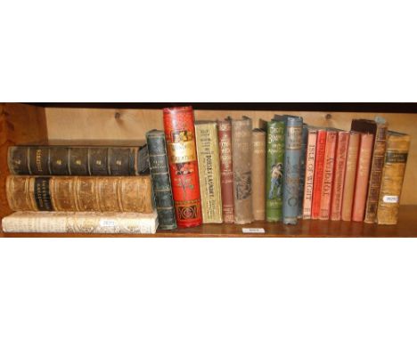 Shelf of leather bound & other books