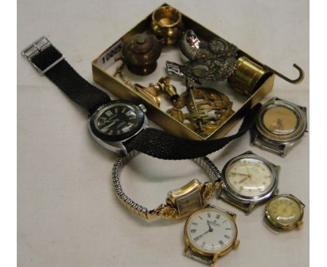 Vintage wristwatches, miniature ornaments and brooches.