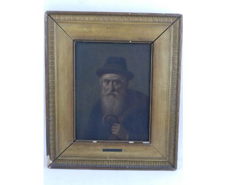 A late 19th / early 20th century Continental school, a portrait study of a man, oil on board, signed upper right. H.22cm W.16