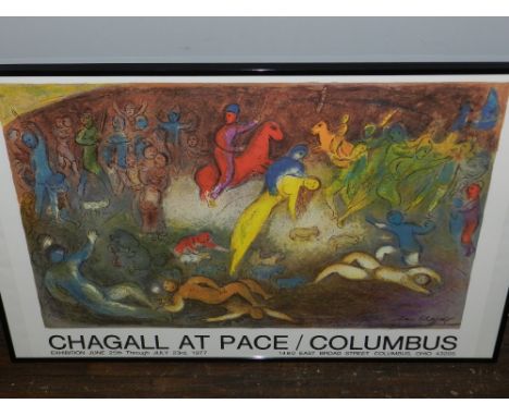 After Marc Chagall (1887-1985), exhibition poster, lithograph. H.60.5cm W.85cm