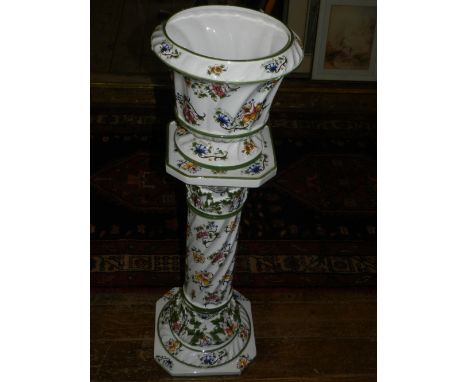 A 20th century capodimonte ceramic jardiniere. H.95cm 