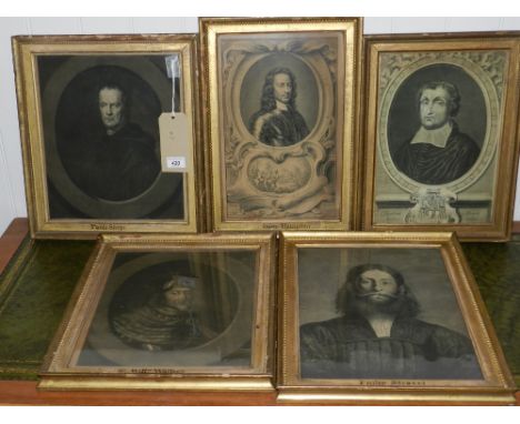 Late 18th / early 19th century Continental school, a portrait study of a gentleman, engraving, H.35cm W.28cm, together with f