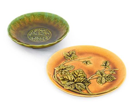 Christopher Dresser (Scottish, 1834-1904) for Linthorpe Pottery: A Dish, moulded with flowers, impressed HT (Henry Tooth) LIN