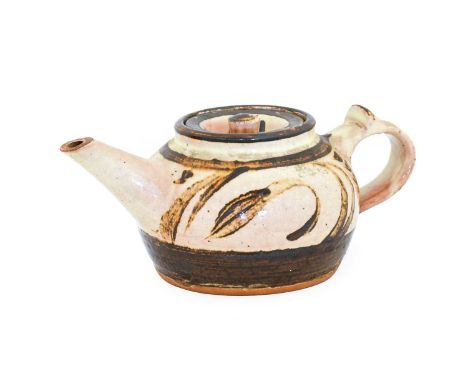 Michael Ambrose Cardew (1901-1983): A Winchcombe Pottery Slipware Earthenware Teapot, covered in galena and iron glaze with i