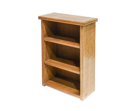 Workshop of Robert Mouseman Thompson (Kilburn): An English Oak Bedside Bookcase, with two adjustable shelves, with recessed c