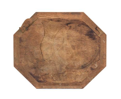 Workshop of Robert Mouseman Thompson (Kilburn): An English Oak Bread Board, of octagonal form, with carved mouse trademark,30