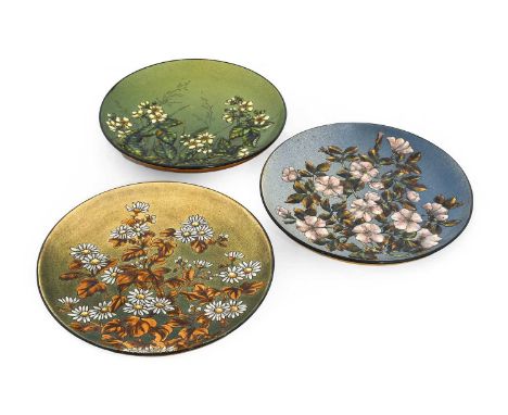 Christopher Dresser (Scottish, 1834-1904) for Linthorpe Pottery: A Dish, painted with daisies, impressed HT (Henry Tooth) LIN