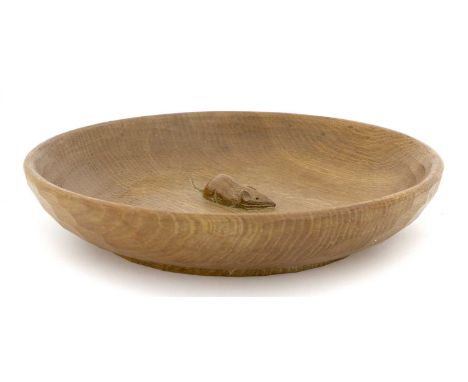 Workshop of Robert Mouseman Thompson (Kilburn): An English Oak Fruit Bowl, with carved mouse trademark to the interior,29cm d