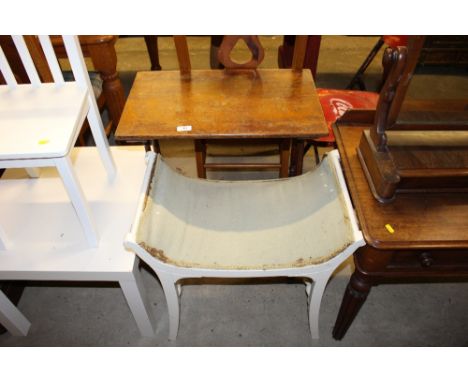 A white painted stool and an occasional table