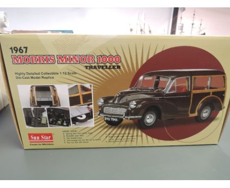 A Sun Star 1:12 scale 1967 Morris Minor 1000 Traveller, boxed
CONDITION REPORT
Appears in mint condition and still in plastic