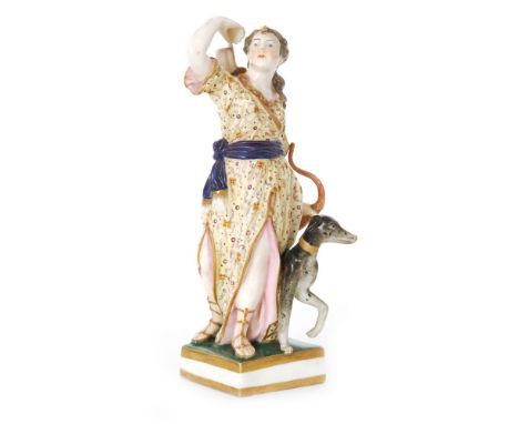 A 19th Century Meissen figure modelled as Diana the Huntress with a bow in her hand and a quiver of arrows on her back, she d