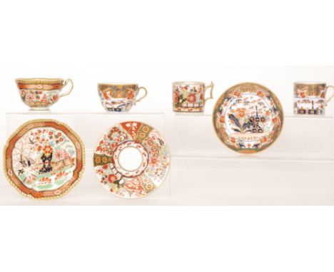 A 19th Century Flight Barr and Barr coffee can and saucer decorated with a gilt and enamel Chinoiserie pattern, impressed mar