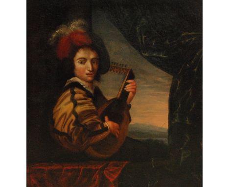 ITALIAN SCHOOL, 19TH CENTURY - The Lute Player, oil on copper, framed, 22cm x 20.5cm