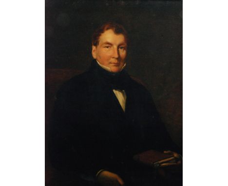 Amendment - FRANCOIS HALKETT (EARLY 20TH CENTURY) after T. J. MIDDLETON - Portrait of Henry Brinton seated holding a book, oi