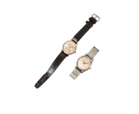 MOVADO KINGMATIC: A GENTLEMAN'S GOLD-PLATED &amp; STAINLESS STEEL WRISTWATCH the silver dial with date aperture, gold baton n