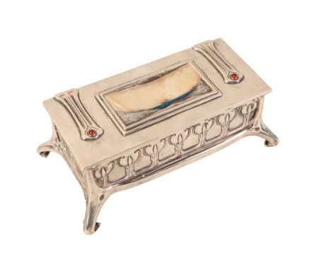 A LATE VICTORIAN SILVER CIGARETTE BOX by the Goldsmith's &amp; Silversmith's Company, London 1900, of Art Nouveau Design in t
