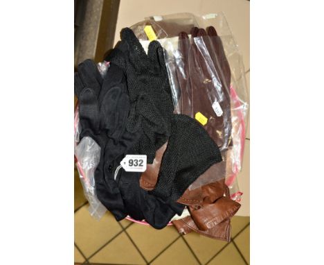 EIGHT PAIRS OF VINTAGE GLOVES, to include a pair of black net evening gloves, two pairs of black evening gloves with button d