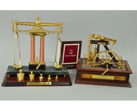 A FRANKLIN INSTITUTE (MINT) SCALE MODEL OF 'THE WATTS STEAM ENGINE' together with a Franklin Mint set of presentation scales 