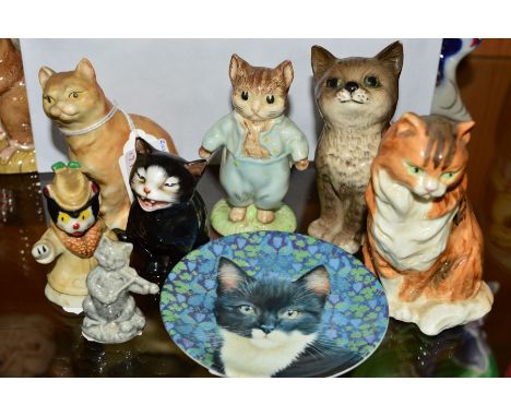 A SMALL GROUP OF CAT ORNAMENTS, to include Royal Worcester 'Short Haired Cat' No3616, 'Long Haired Cat' No3615 and 'Ivory Cat