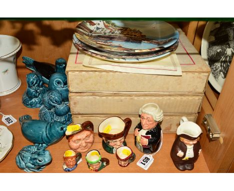 A GROUP OF ROYAL DOULTON, POOLE POTTERY, etc, to include 'Mr Litigate-Lawyer' toby jug, D6699, three tiny character jugs 'Sai