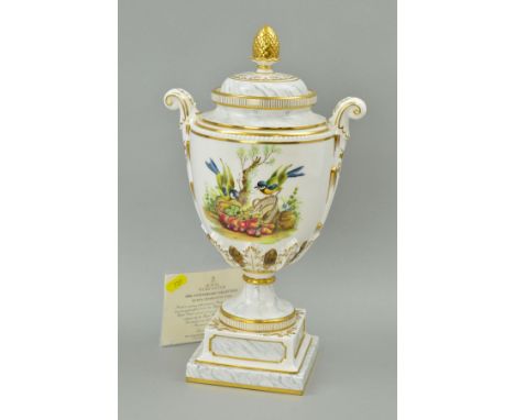 A ROYAL WORCESTER 200TH ANNIVERSARY COLLECTION QUEEN CHARLOTTE LIMITED EDITION VASE AND COVER, gilt pineapple finial with gil